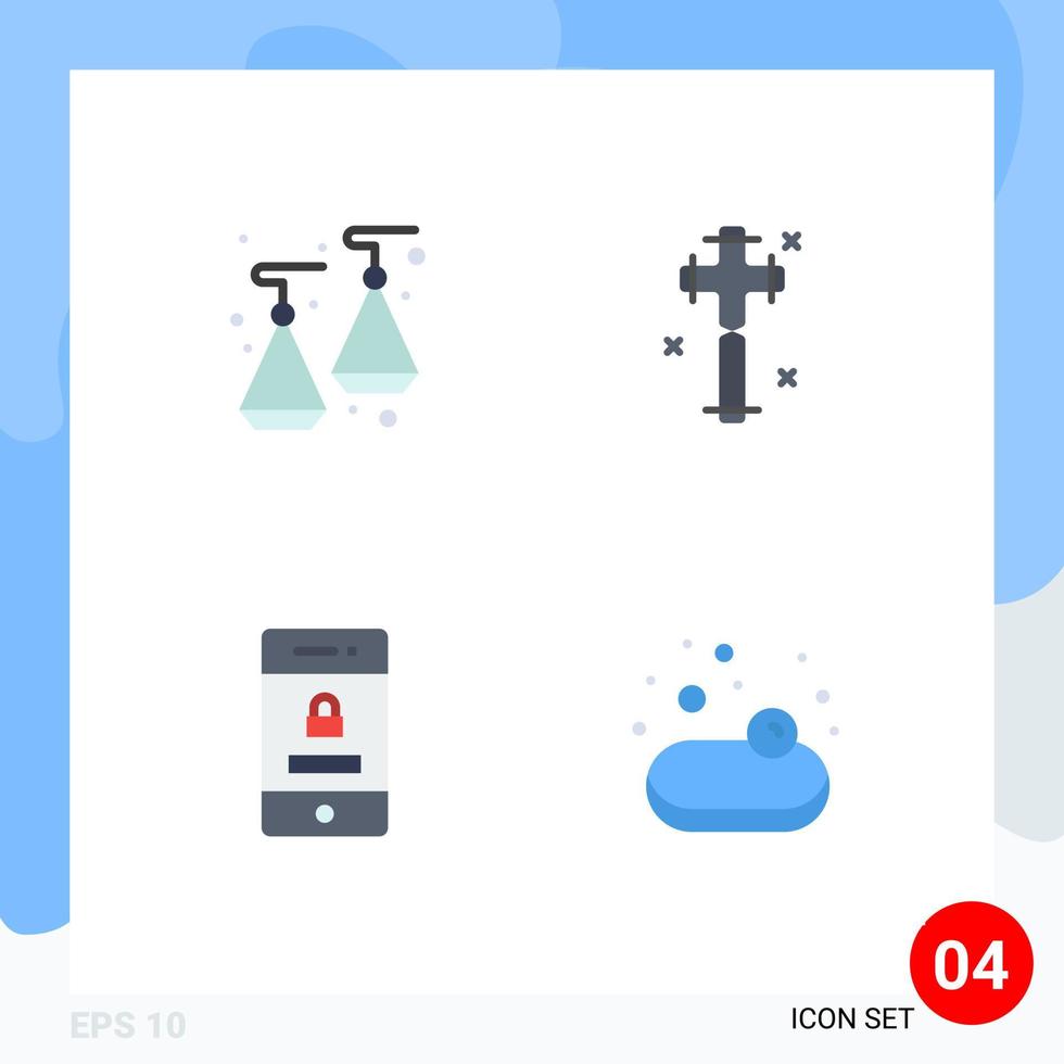 4 Thematic Vector Flat Icons and Editable Symbols of earrings security celebration easter soup Editable Vector Design Elements
