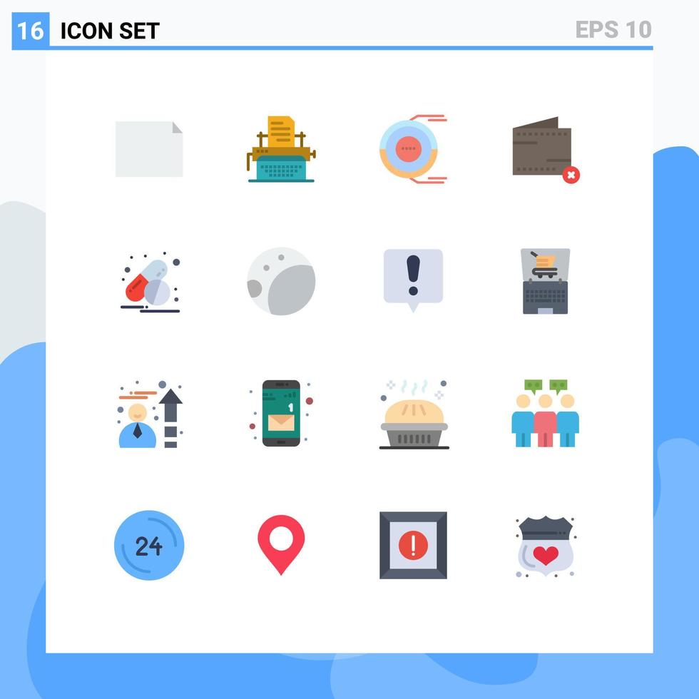 Flat Color Pack of 16 Universal Symbols of capsule money analysis e close Editable Pack of Creative Vector Design Elements