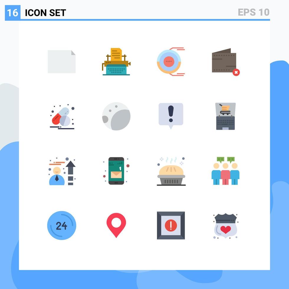 paquete de color plano de 16 símbolos universales de análisis de dinero en cápsula y paquete editable cercano de elementos creativos de diseño de vectores