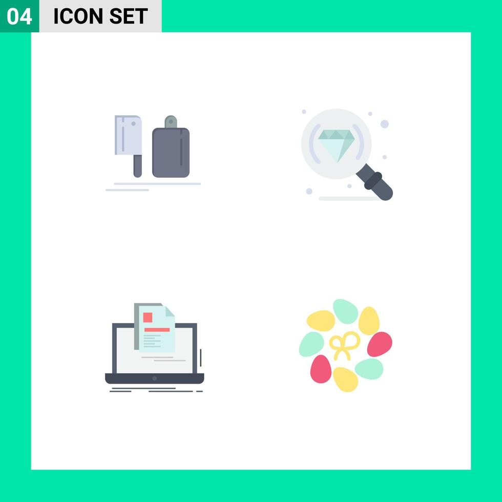 Group of 4 Flat Icons Signs and Symbols for chopper laptop preparation jewelry print Editable Vector Design Elements