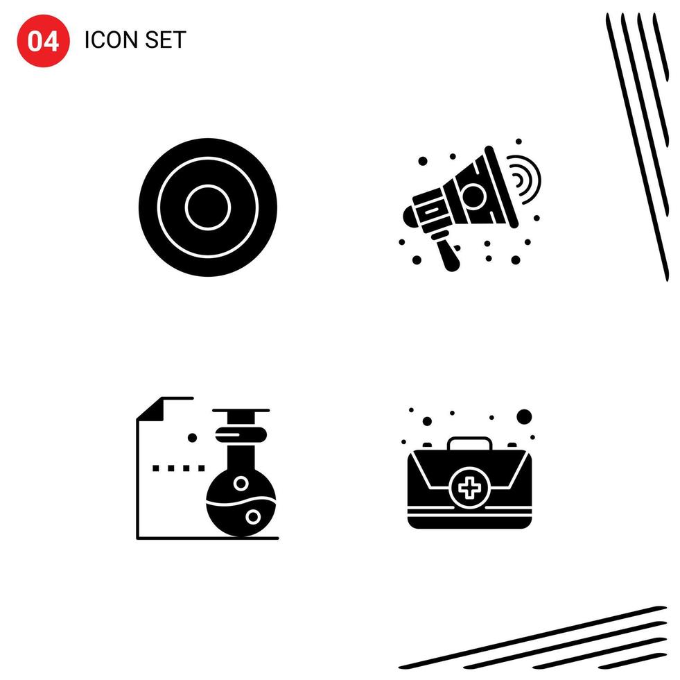 Modern Set of 4 Solid Glyphs Pictograph of basic flasks user marketing science Editable Vector Design Elements