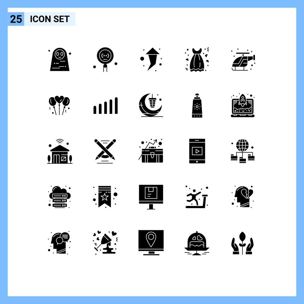 25 Creative Icons Modern Signs and Symbols of emergency gown search dress cloth Editable Vector Design Elements