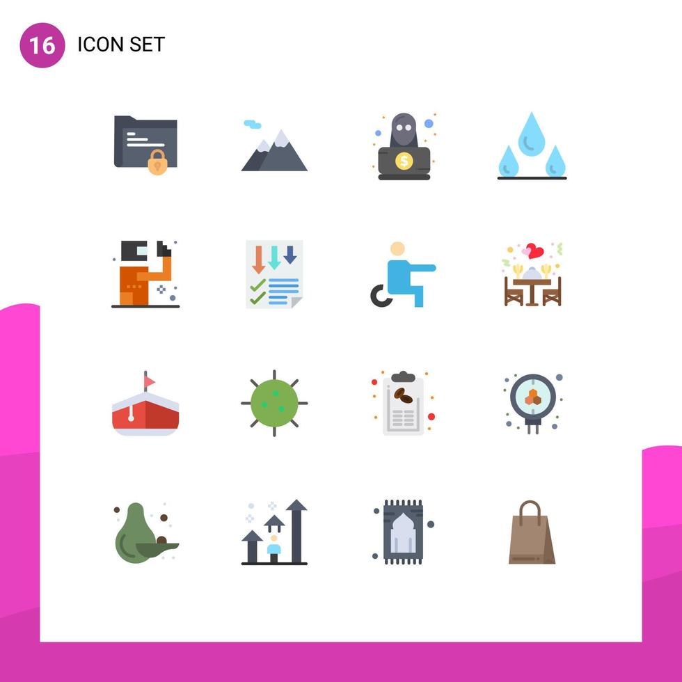 16 Thematic Vector Flat Colors and Editable Symbols of kill assassin detective wet drops Editable Pack of Creative Vector Design Elements