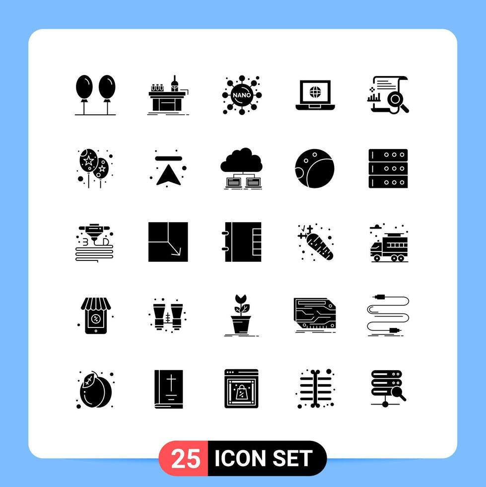 25 Creative Icons Modern Signs and Symbols of file chart chemistry internet world Editable Vector Design Elements