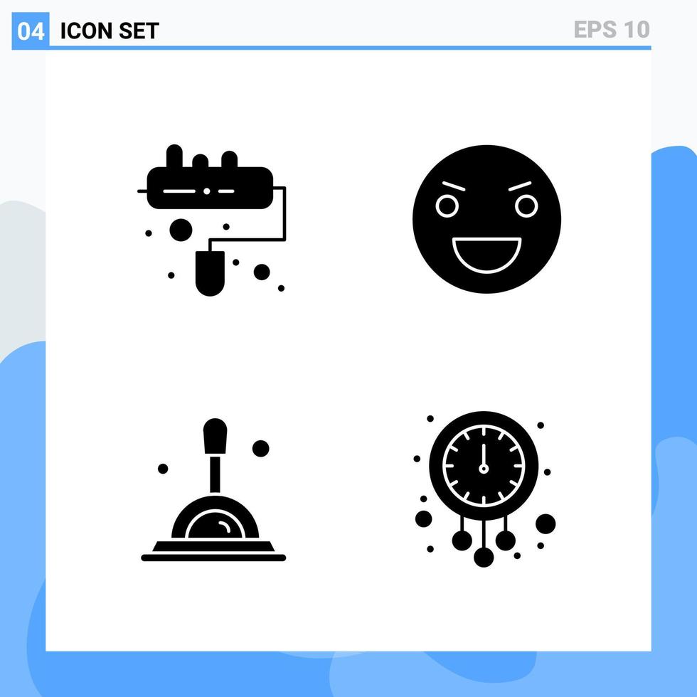 Modern 4 solid style icons Glyph Symbols for general use Creative Solid Icon Sign Isolated on White Background 4 Icons Pack Creative Black Icon vector background
