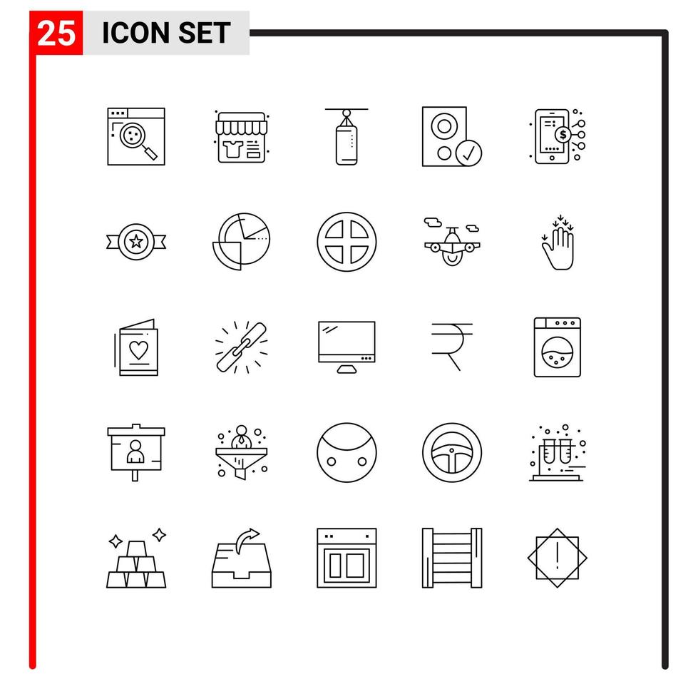 25 Thematic Vector Lines and Editable Symbols of digital hardware bag gadget computers Editable Vector Design Elements