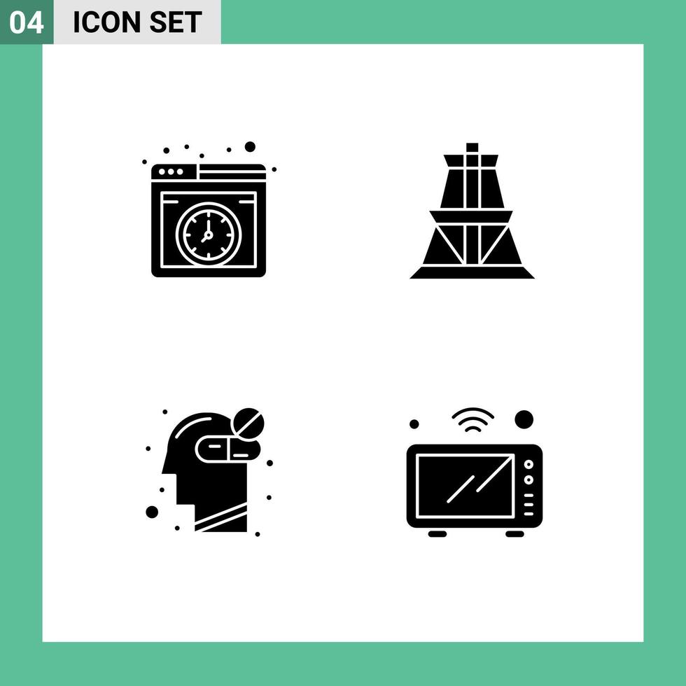 Stock Vector Icon Pack of 4 Line Signs and Symbols for cloud healthcare online transmission medicine Editable Vector Design Elements