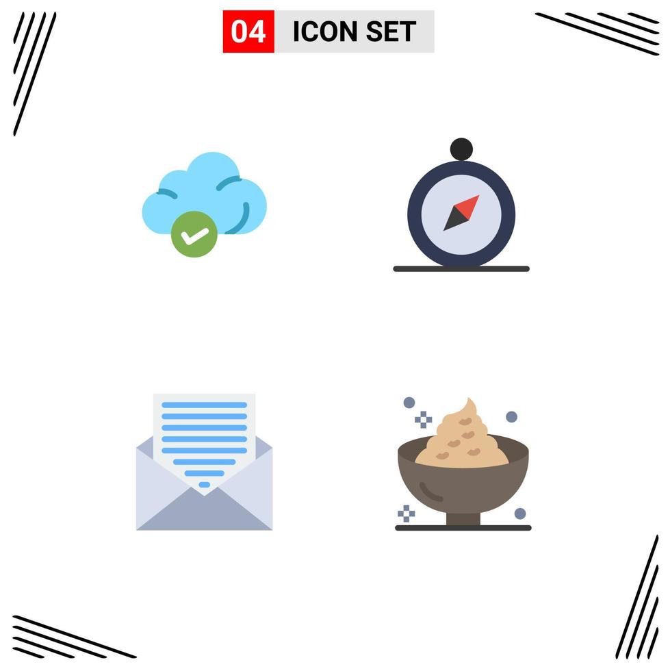 4 User Interface Flat Icon Pack of modern Signs and Symbols of cloud email technology navigation letter Editable Vector Design Elements