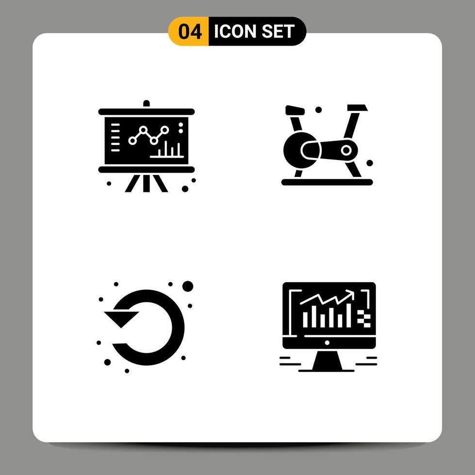 User Interface Pack of 4 Basic Solid Glyphs of business refresh management fitness rotate Editable Vector Design Elements