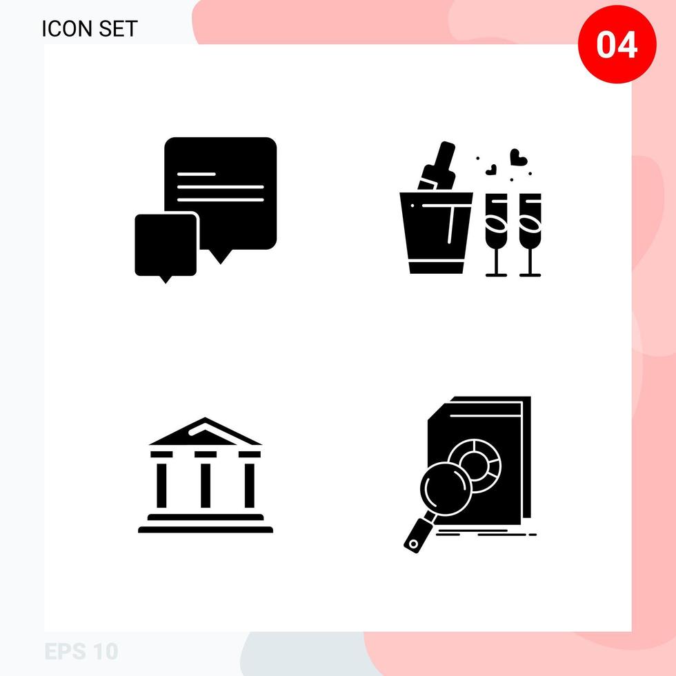 Vector Pack of 4 Icons in Solid Style. Creative Glyph Pack isolated on White Background for Web and Mobile.