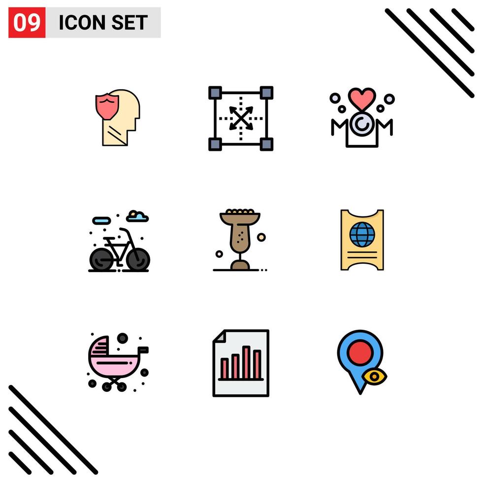 Filledline Flat Color Pack of 9 Universal Symbols of lifecycle city programing mother inscription Editable Vector Design Elements