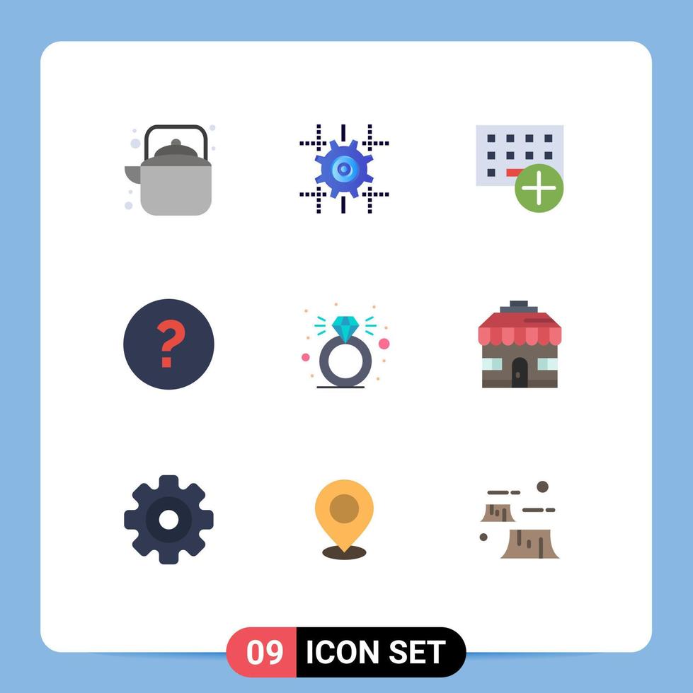 Set of 9 Modern UI Icons Symbols Signs for diamond help line circle gadget Editable Vector Design Elements