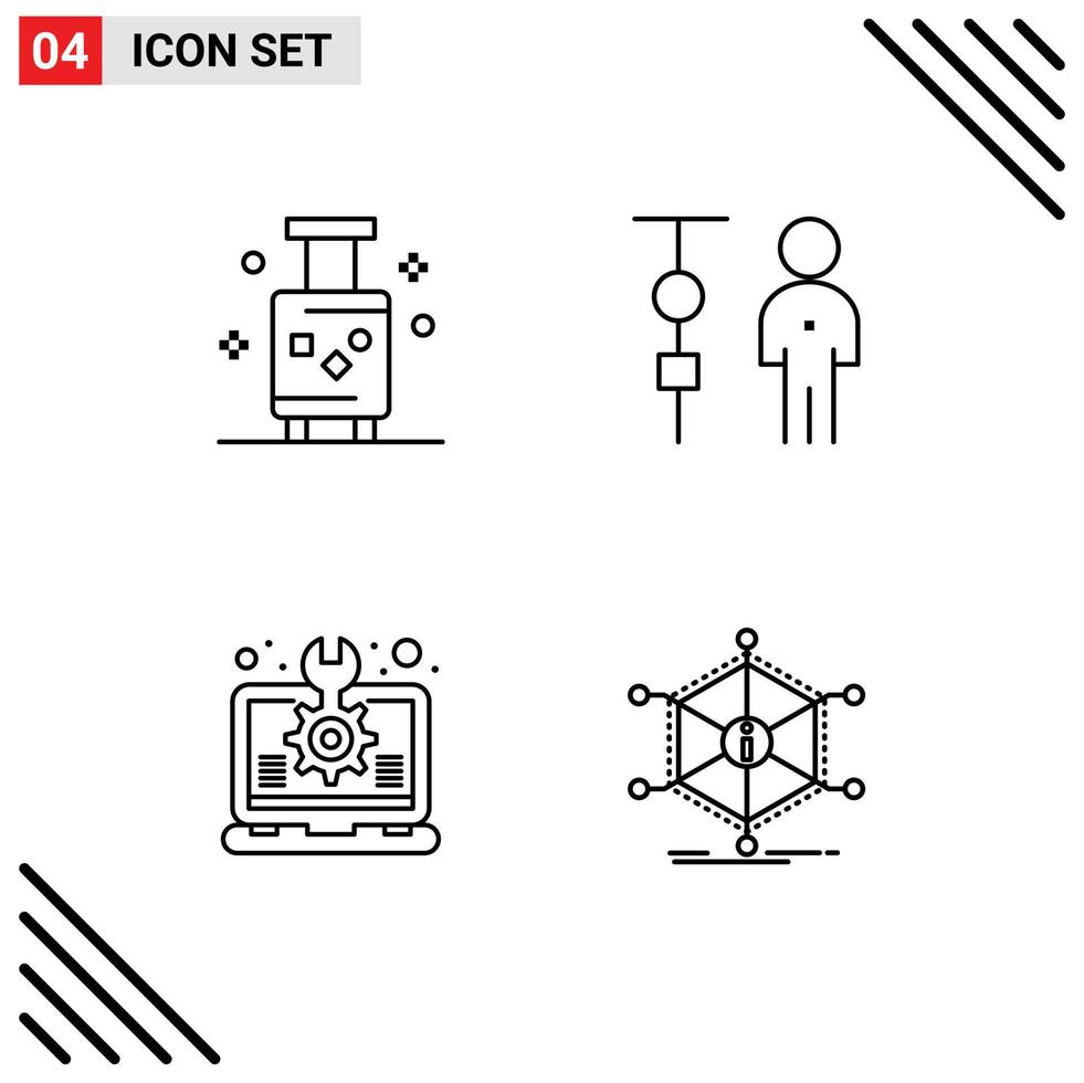 Universal Icon Symbols Group of 4 Modern Filledline Flat Colors of holiday people summer chart design Editable Vector Design Elements