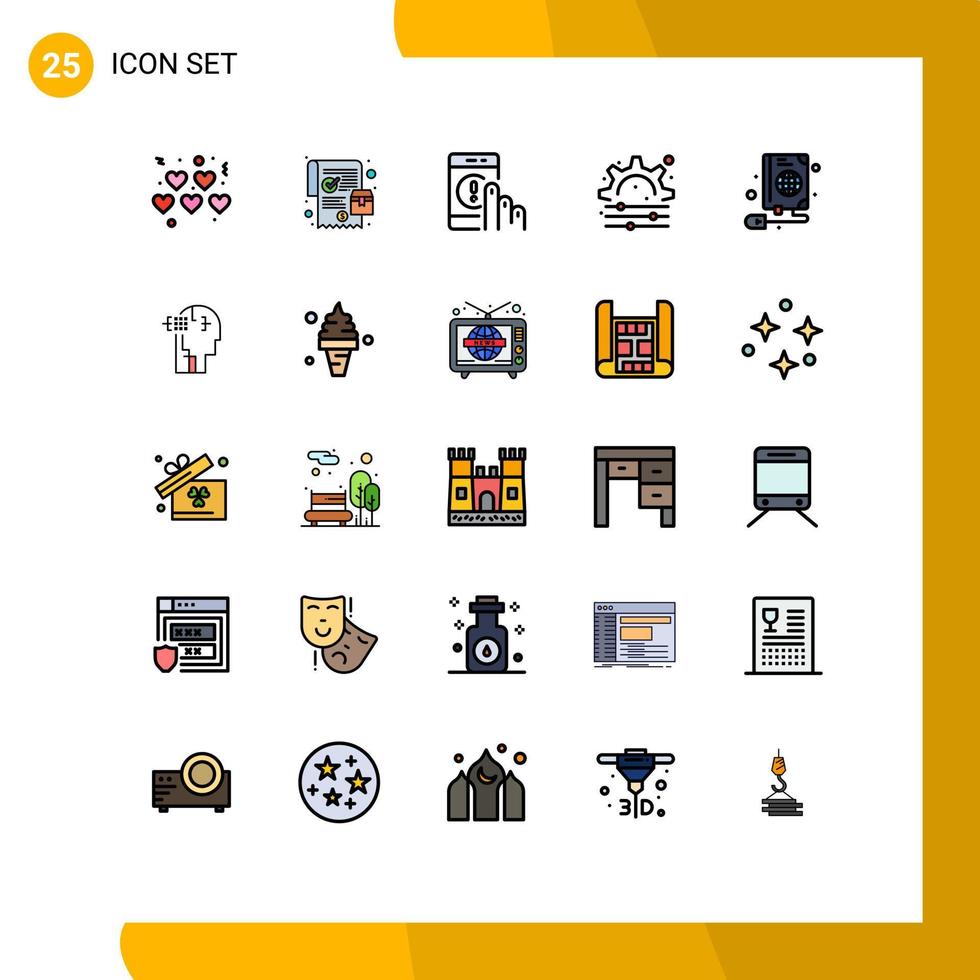 Stock Vector Icon Pack of 25 Line Signs and Symbols for web mouse communication gear creative Editable Vector Design Elements
