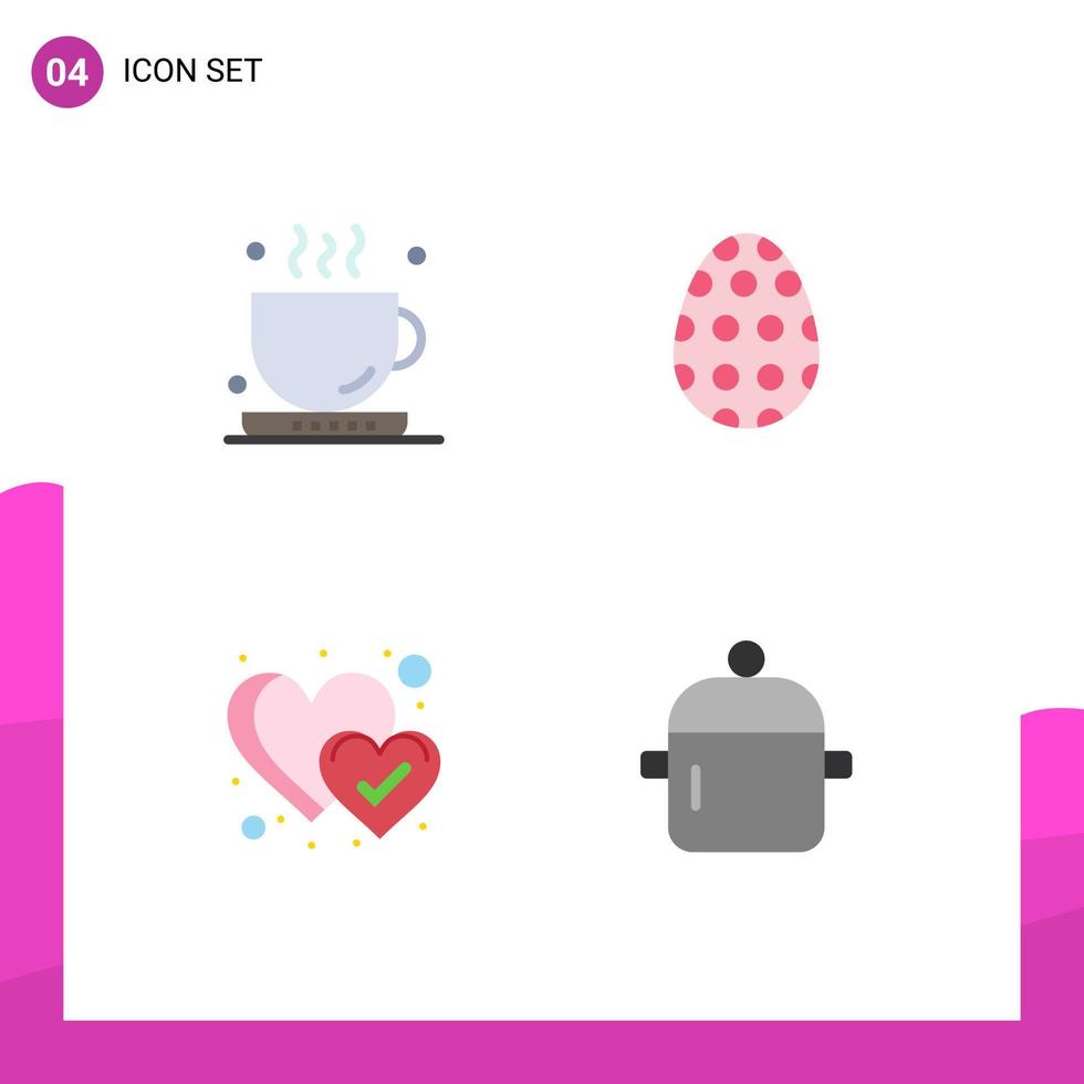 4 Creative Icons Modern Signs and Symbols of coffee heart tea easter egg cooking Editable Vector Design Elements