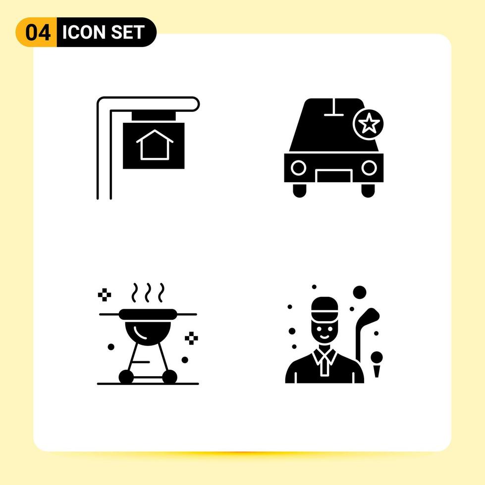grupo universal de símbolos de iconos de glifos sólidos modernos de elementos de diseño de vectores editables de carne para vehículos de comida a la venta