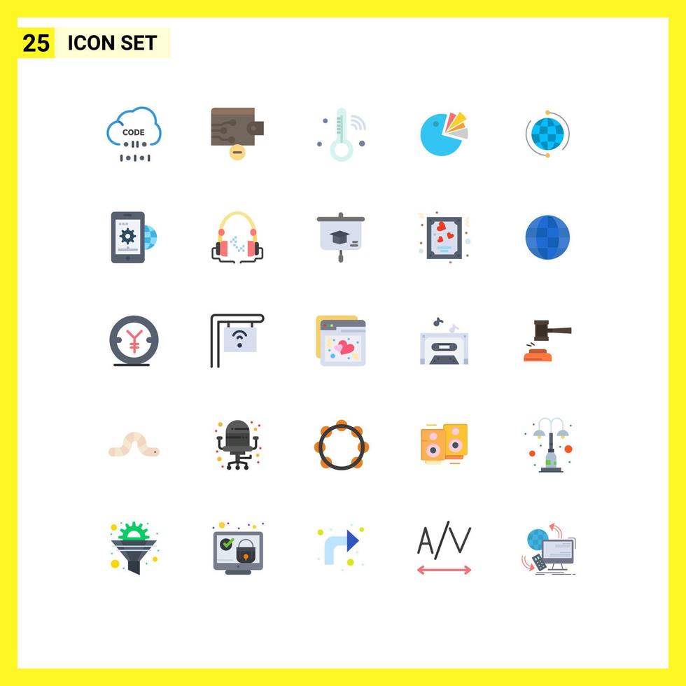 25 signos universales de color plano símbolos de diagrama de negocios internet de las cosas elementos de diseño vectorial editables de pastel de presentación vector