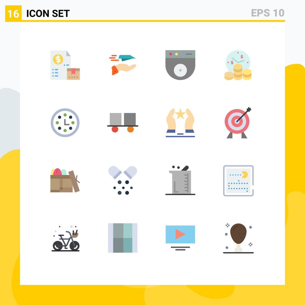 Modern Set of 16 Flat Colors and symbols such as achievement money plane investment security Editable Pack of Creative Vector Design Elements