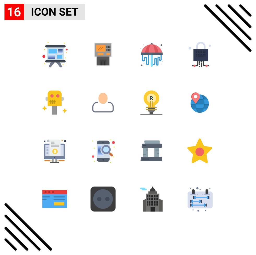 Set of 16 Vector Flat Colors on Grid for server lock dispenser garden shower Editable Pack of Creative Vector Design Elements