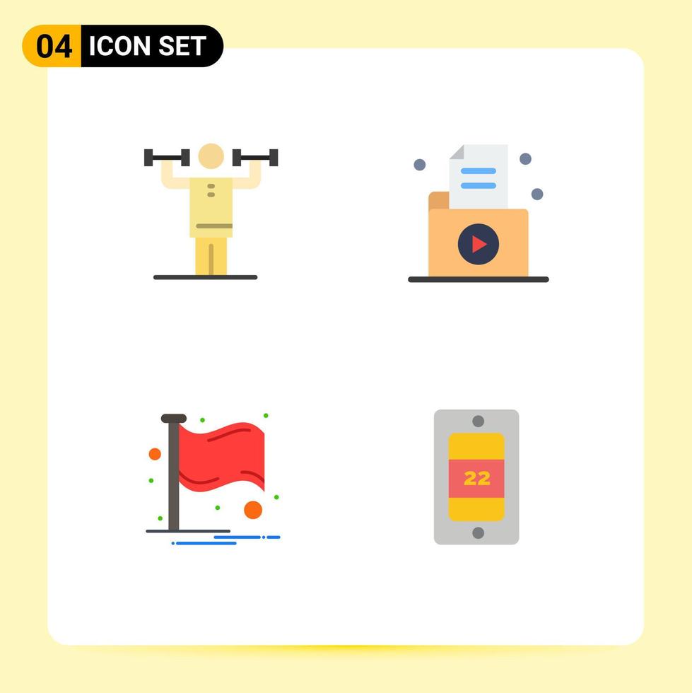 4 Creative Icons Modern Signs and Symbols of activity record physical file flag Editable Vector Design Elements