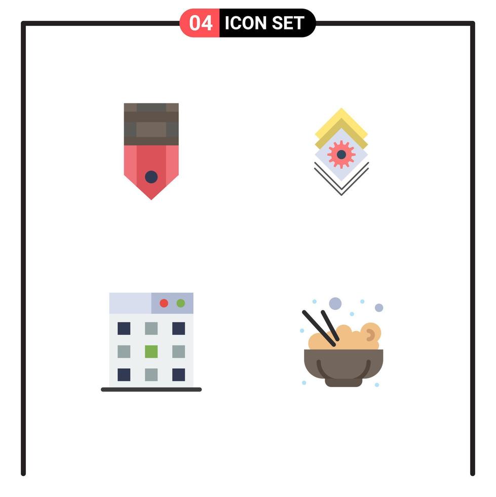 Flat Icon Pack of 4 Universal Symbols of badge business stripe setting technology Editable Vector Design Elements