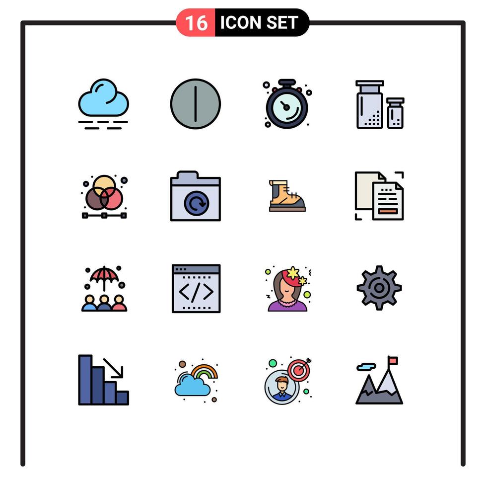 16 User Interface Flat Color Filled Line Pack of modern Signs and Symbols of designer creative muscle paint design Editable Creative Vector Design Elements