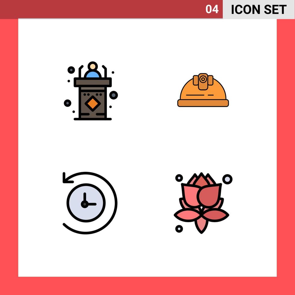 4 iconos creativos signos y símbolos modernos de los elementos de diseño vectorial editables de la máquina del tiempo del ingeniero del seminario de respaldo del aula vector
