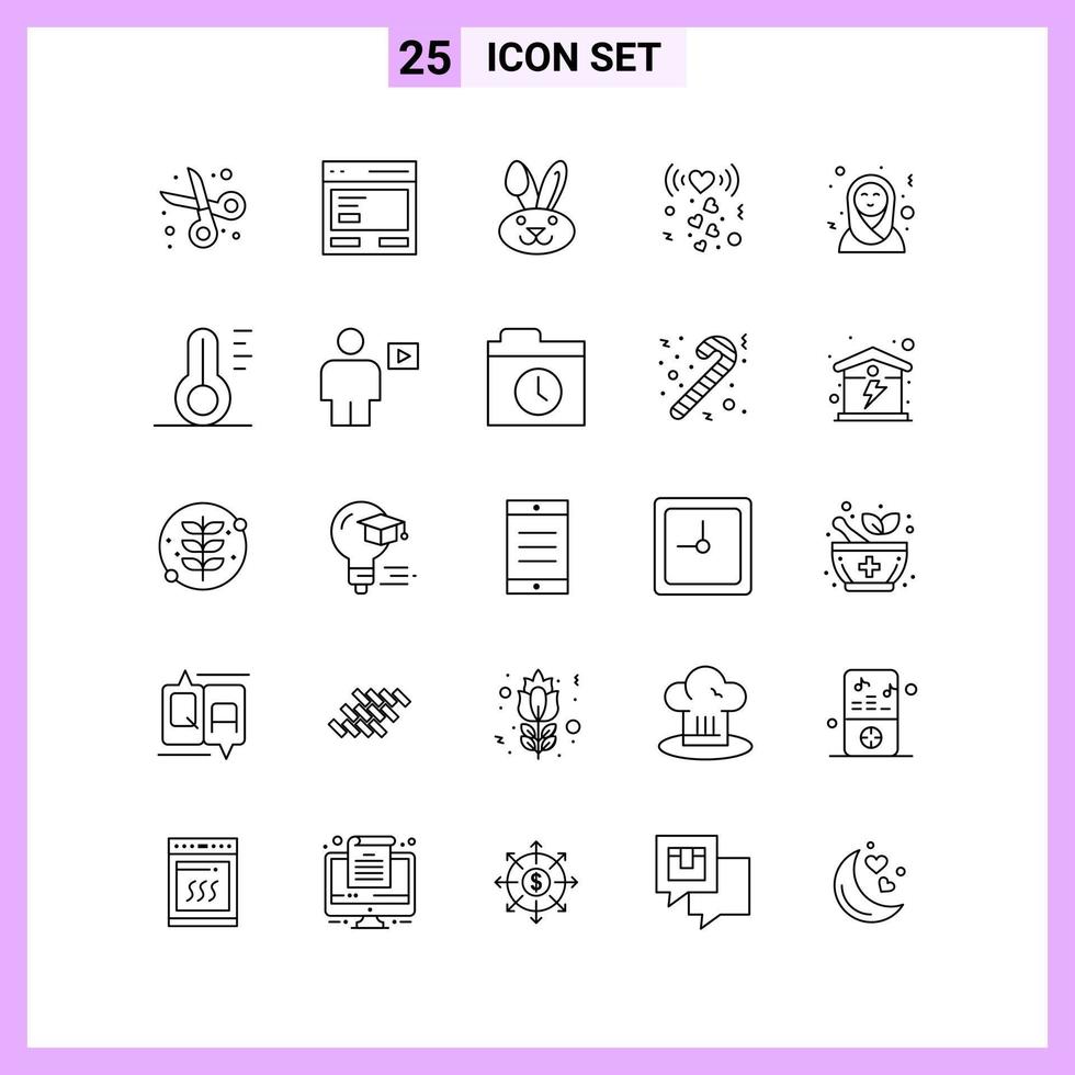 25 Icons in Line Style Outline Symbols on White Background Creative Vector Signs for Web mobile and Print Creative Black Icon vector background