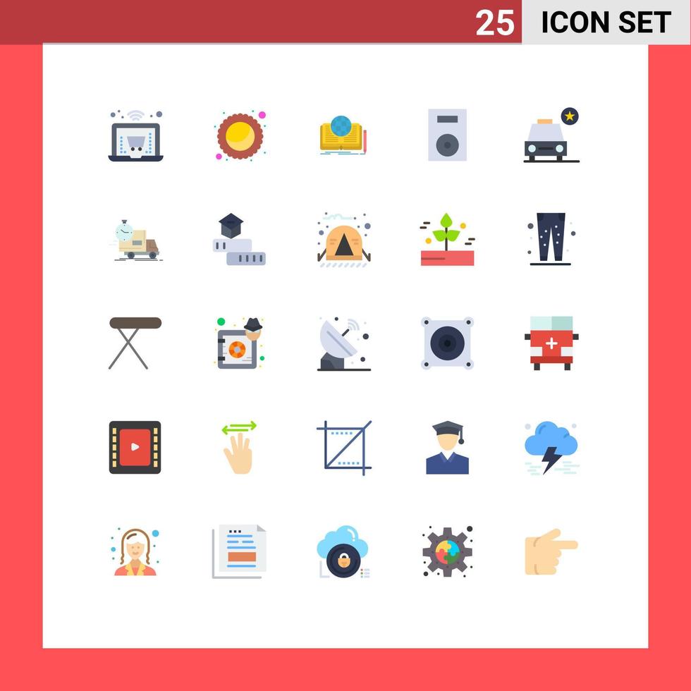 Modern Set of 25 Flat Colors Pictograph of important turntable book technology electronics Editable Vector Design Elements