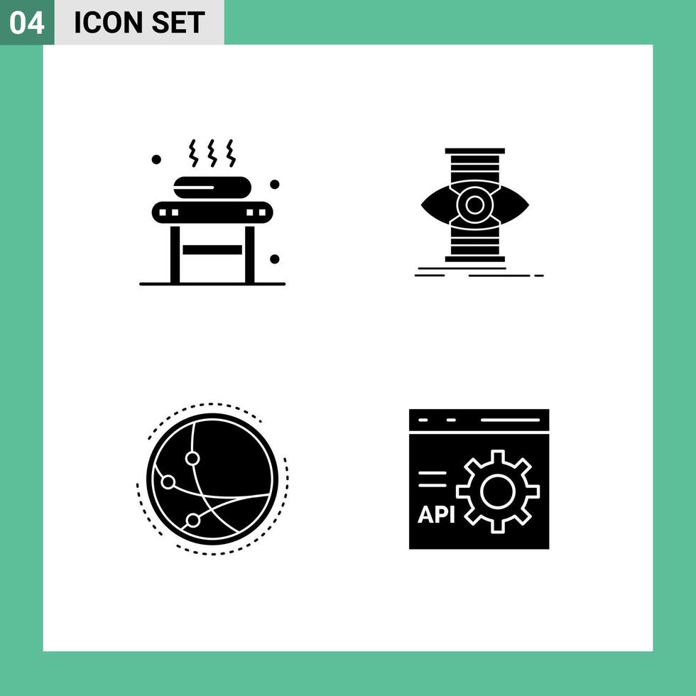 Stock Vector Icon Pack of 4 Line Signs and Symbols for bed worldwide spa success connection Editable Vector Design Elements