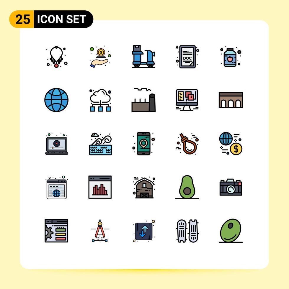 25 Creative Icons Modern Signs and Symbols of baby doc extension money doc logistic Editable Vector Design Elements