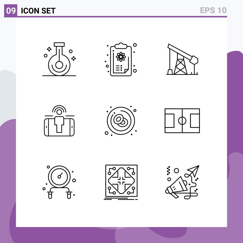 Group of 9 Outlines Signs and Symbols for blood user engagement logic user gass Editable Vector Design Elements