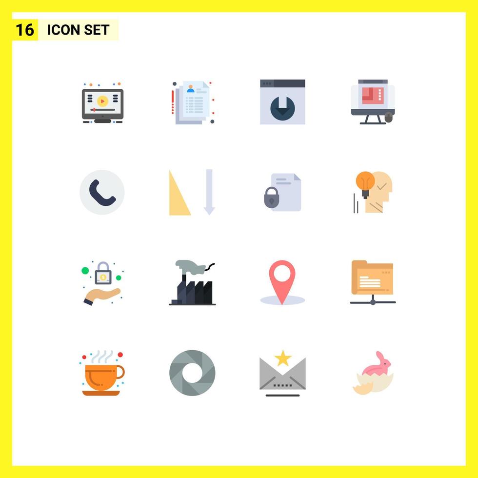 Set of 16 Modern UI Icons Symbols Signs for phone call web web layout web designing Editable Pack of Creative Vector Design Elements