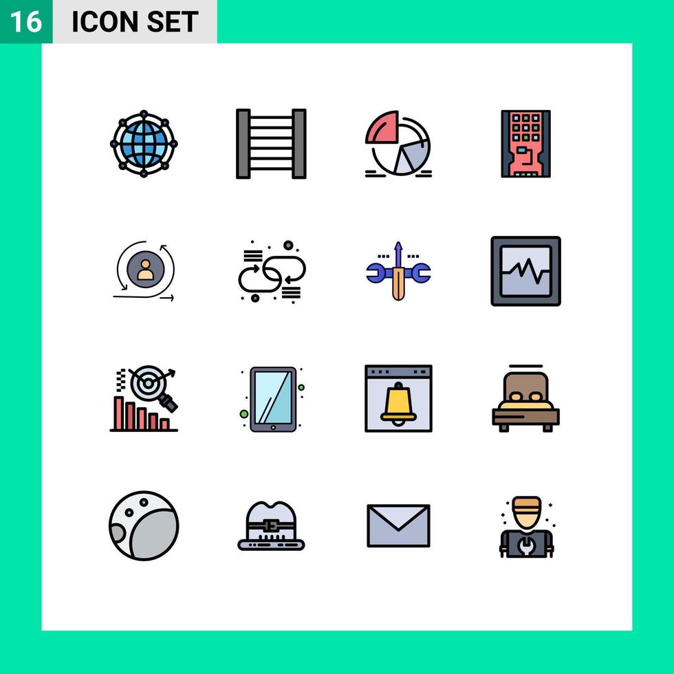 conjunto de pictogramas de 16 líneas llenas de colores planos simples de estadísticas ssd del visitante unidades sólidas elementos de diseño de vectores creativos editables