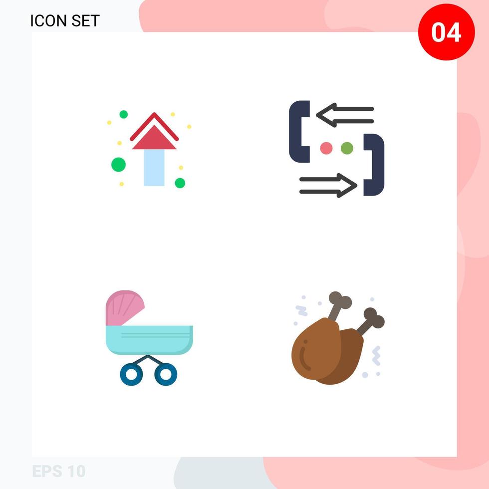 Set of 4 Commercial Flat Icons pack for arrow phone direction communication baby Editable Vector Design Elements