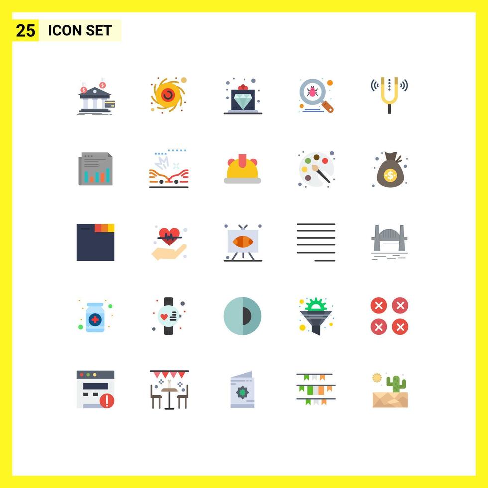 Universal Icon Symbols Group of 25 Modern Flat Colors of fork virus offer search bug Editable Vector Design Elements