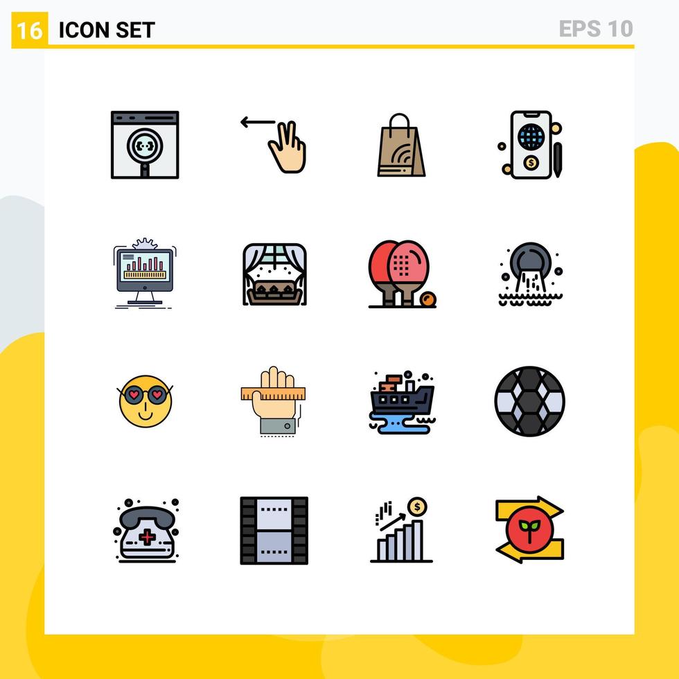 Set of 16 Modern UI Icons Symbols Signs for monitor dashboard bag dollar mobile Editable Creative Vector Design Elements