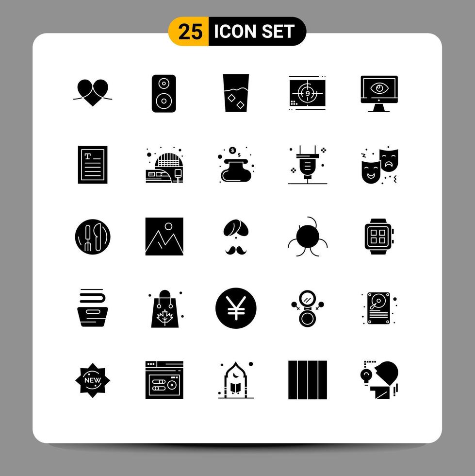 Set of 25 Modern UI Icons Symbols Signs for premiere numbers and movie set Editable Vector Design Elements