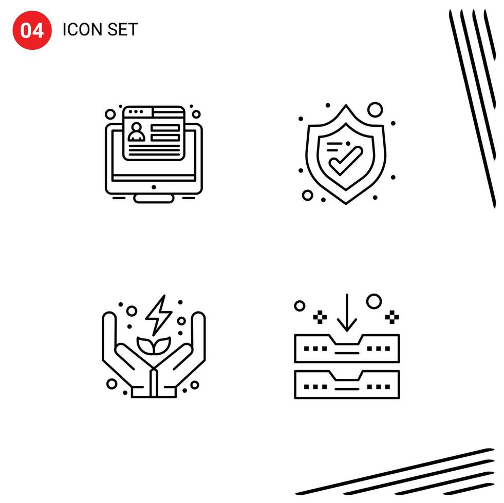 4 Line concept for Websites Mobile and Apps conversion power web shield archive Editable Vector Design Elements