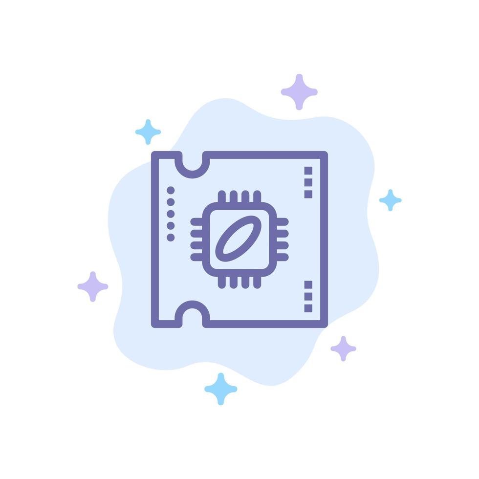 Cpu Microchip Processor Processor Chip Blue Icon on Abstract Cloud Background vector
