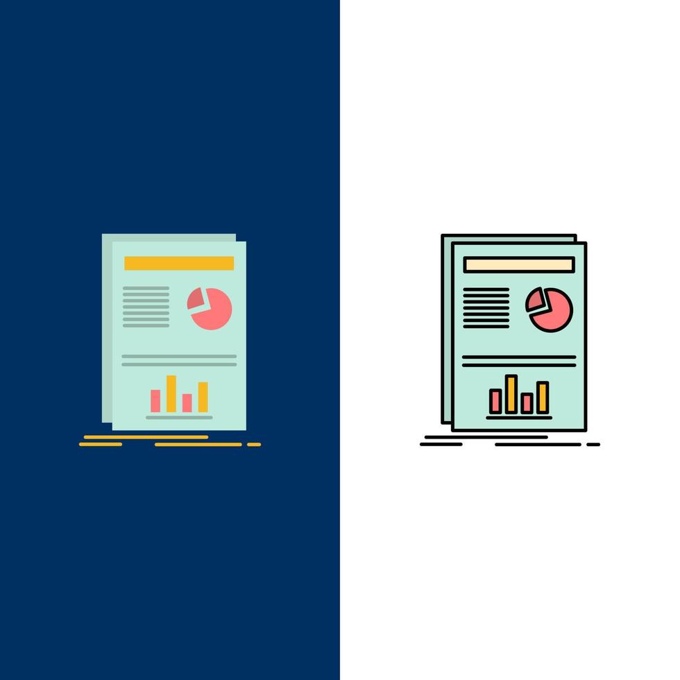 Presentation Layout Graph Success  Icons Flat and Line Filled Icon Set Vector Blue Background