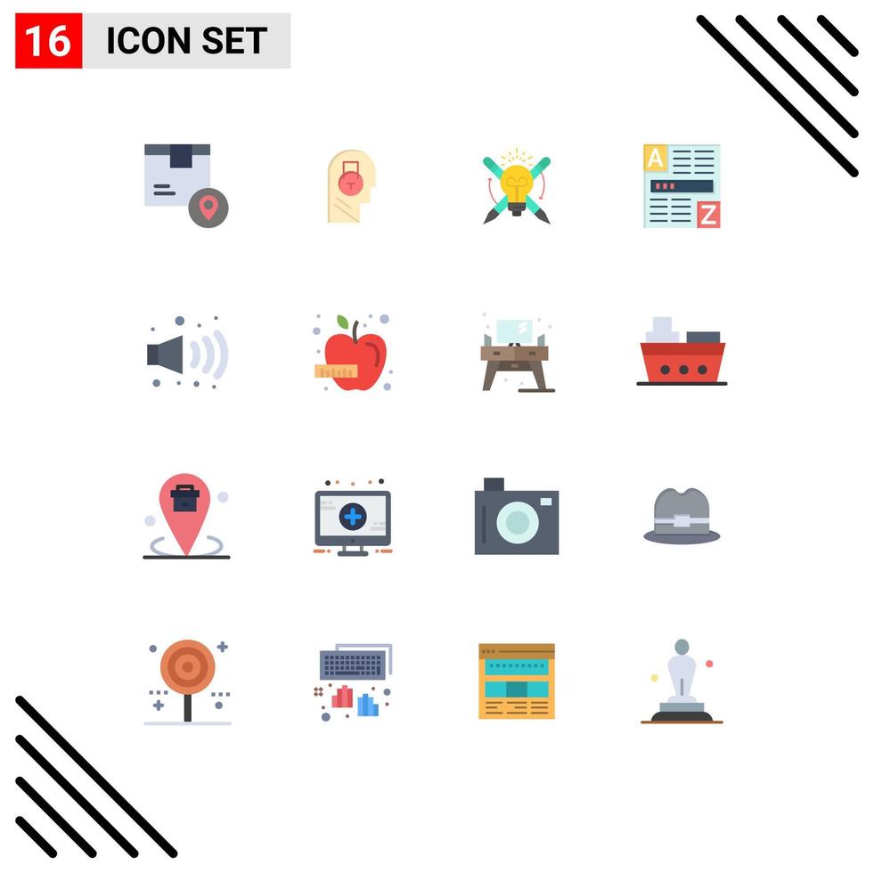 Mobile Interface Flat Color Set of 16 Pictograms of internet web data browser light Editable Pack of Creative Vector Design Elements