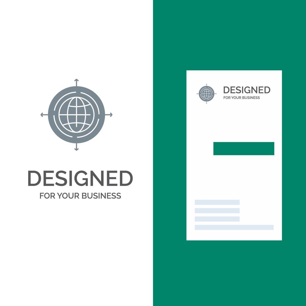 diseño de logotipo gris conectado al objetivo de enfoque de globo y plantilla de tarjeta de visita vector