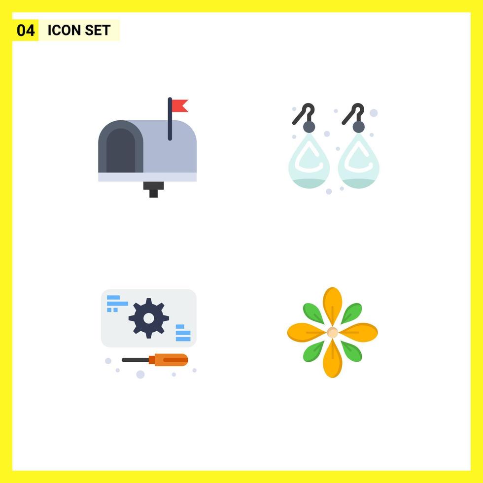 4 Universal Flat Icons Set for Web and Mobile Applications communication development email gold repairs Editable Vector Design Elements