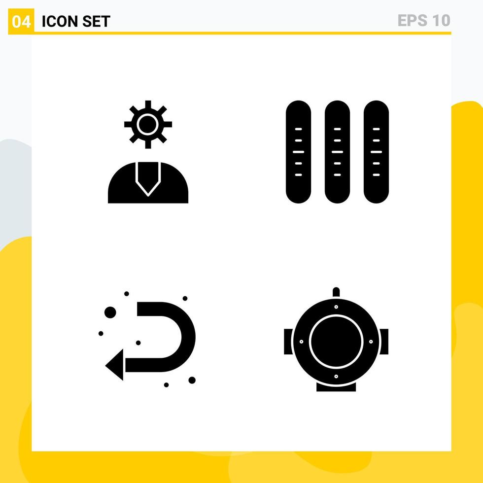 Collection of 4 Universal Solid Icons Icon Set for Web and Mobile Creative Black Icon vector background