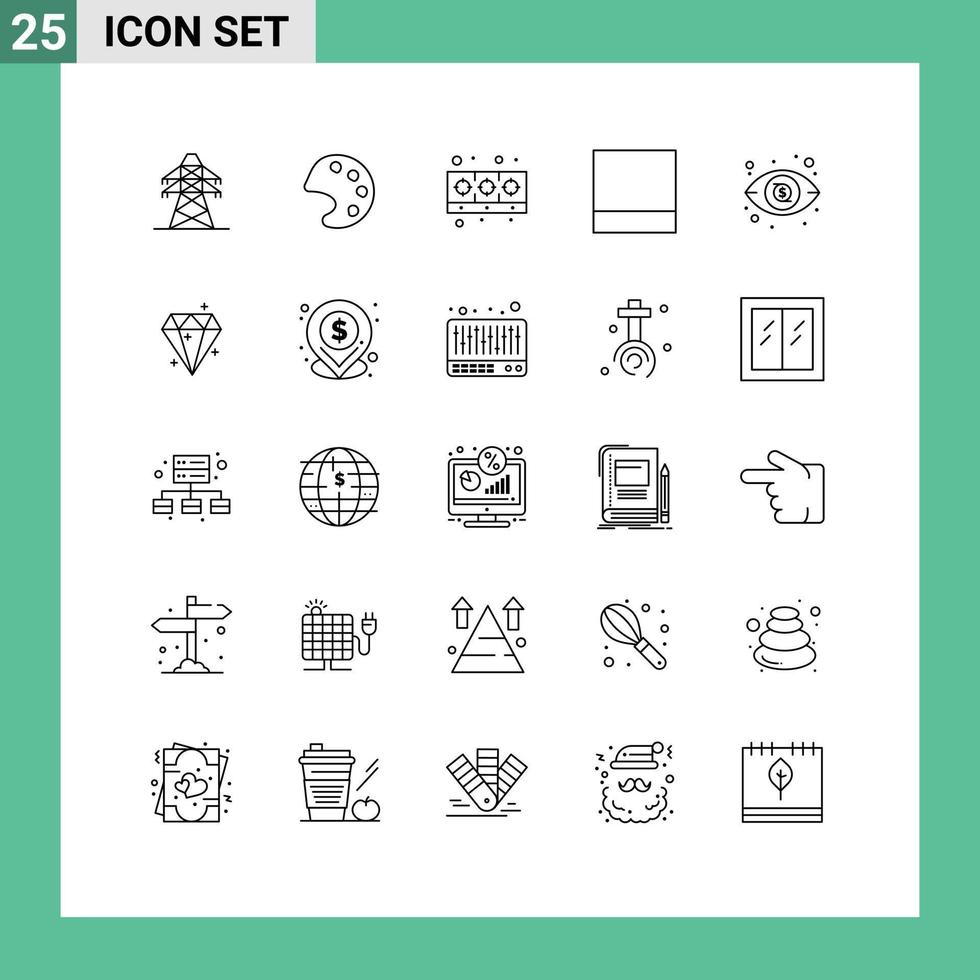 Group of 25 Lines Signs and Symbols for crystal view cooking investment layout Editable Vector Design Elements