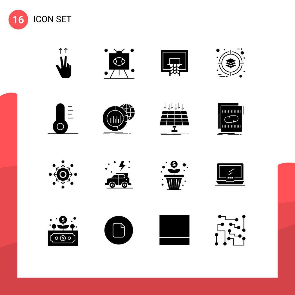 Pictogram Set of 16 Simple Solid Glyphs of christmas management basket deployment net Editable Vector Design Elements