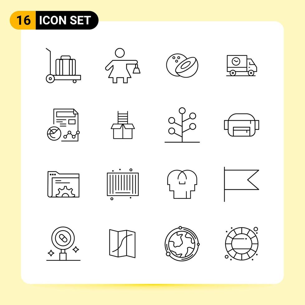 16 Creative Icons for Modern website design and responsive mobile apps. 16 Outline Symbols Signs on White Background. 16 Icon Pack. vector
