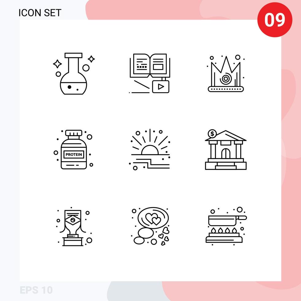 9 Universal Outlines Set for Web and Mobile Applications price discount best bottle gym Editable Vector Design Elements