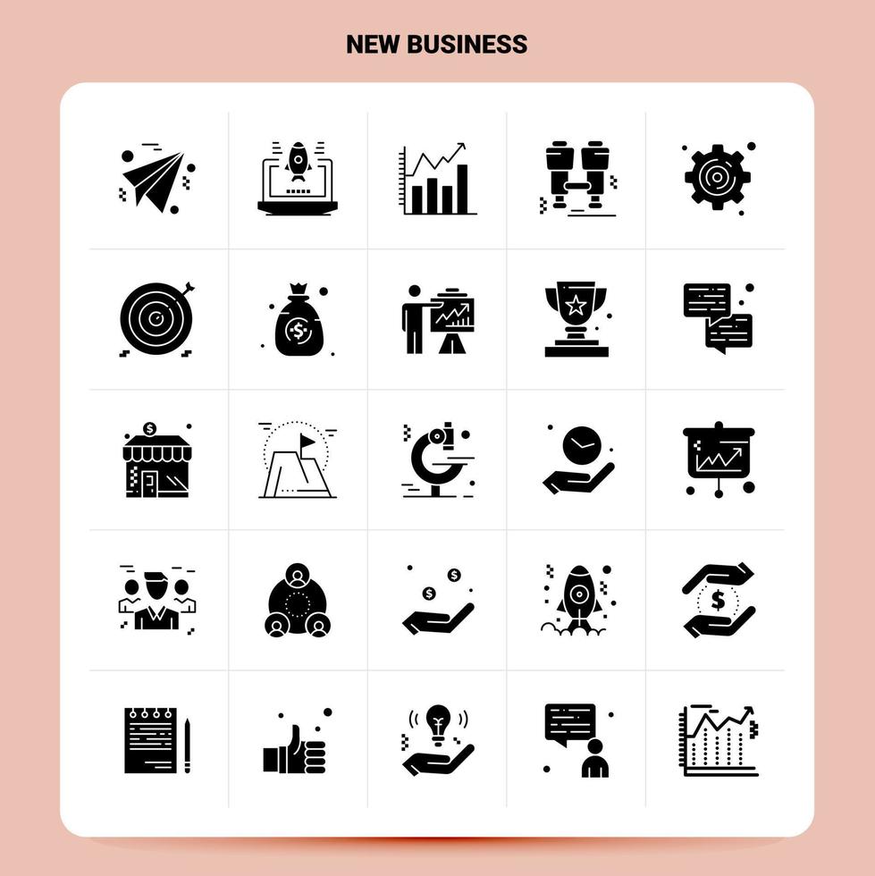 Solid 25 New Business Icon set Vector Glyph Style Design Black Icons Set Web and Mobile Business ideas design Vector Illustration